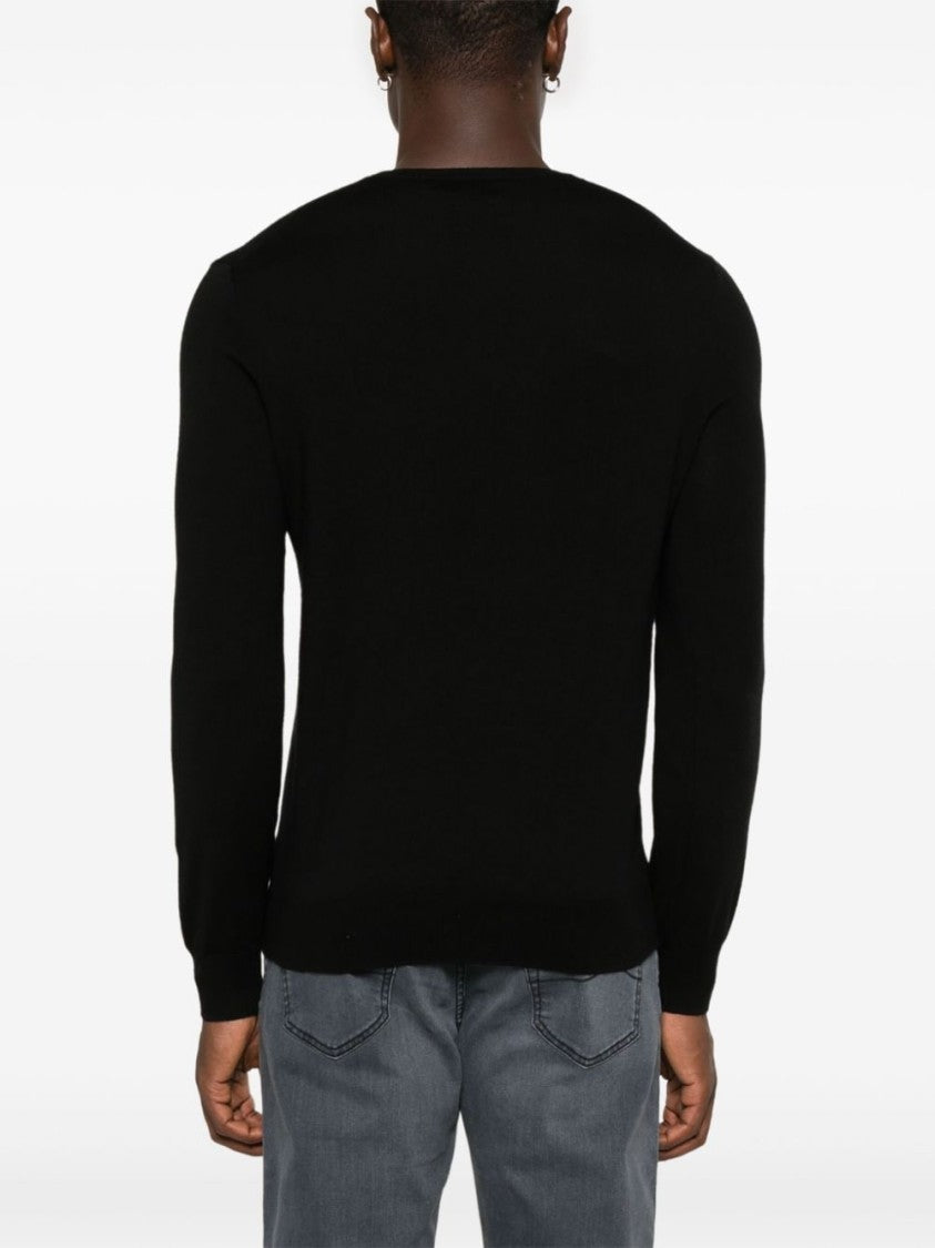 Polo Ralph Lauren Black Ribbed Knit Wool Sweater