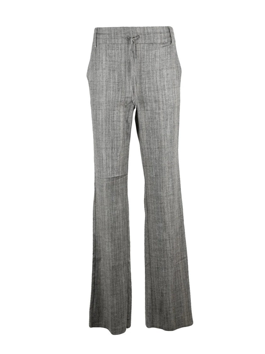 Marella Light Grey Wide-Leg Viscose-Blend Pants