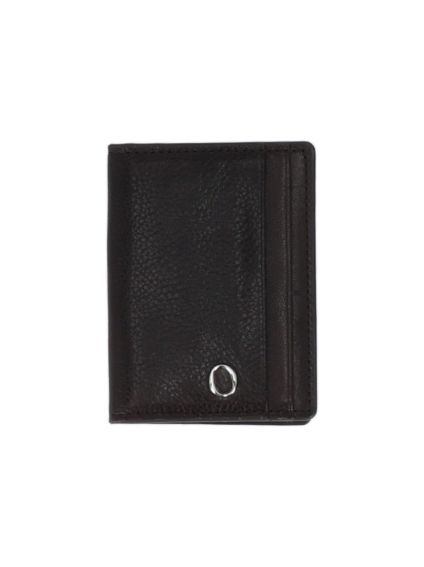 Claudio Orciani Lagoon Metallic Emblem Textured Leather Card Holder