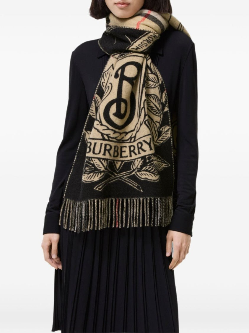 Burberry Multicolor Check Graphic Motif Cashmere Scarf