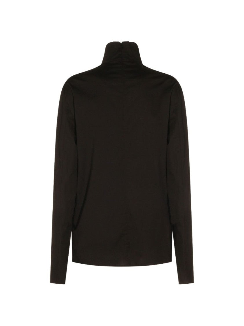 Gucci Black High Neckline Zip Fitted Long-Sleeved Top
