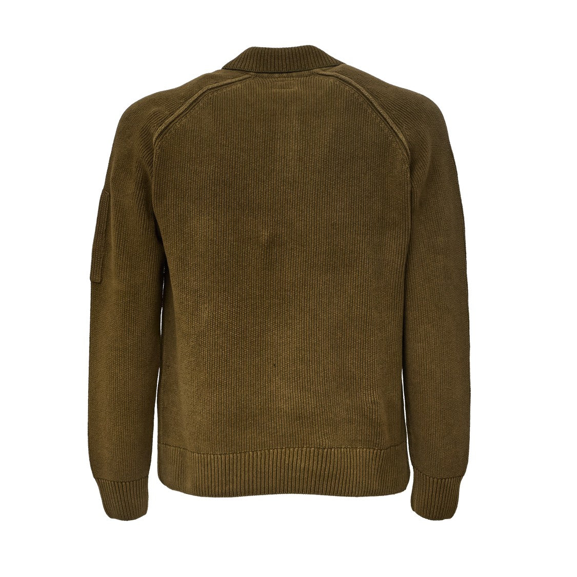 C.P. Company Chenille Cotton Polo Sweater With Ribbed Texture And Pocket Detail