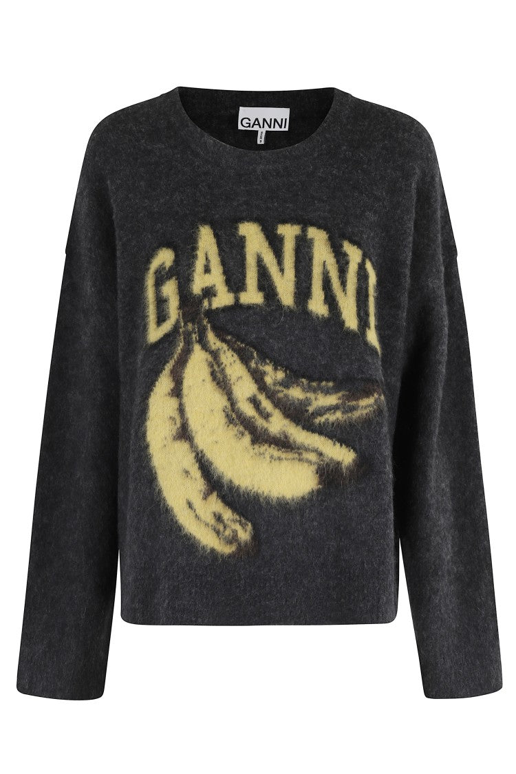 Ganni Fine Brushed Banana Oversized O Neck