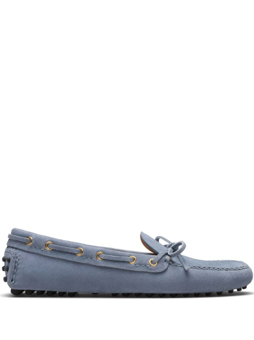 Car Shoe Baby Blue Suede Loafer With Bow