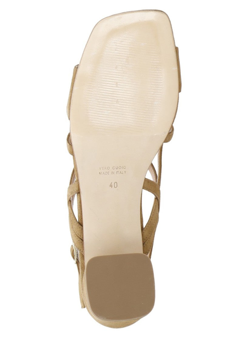 Juilie Dee Brown Crossed Bands Suede Sandals