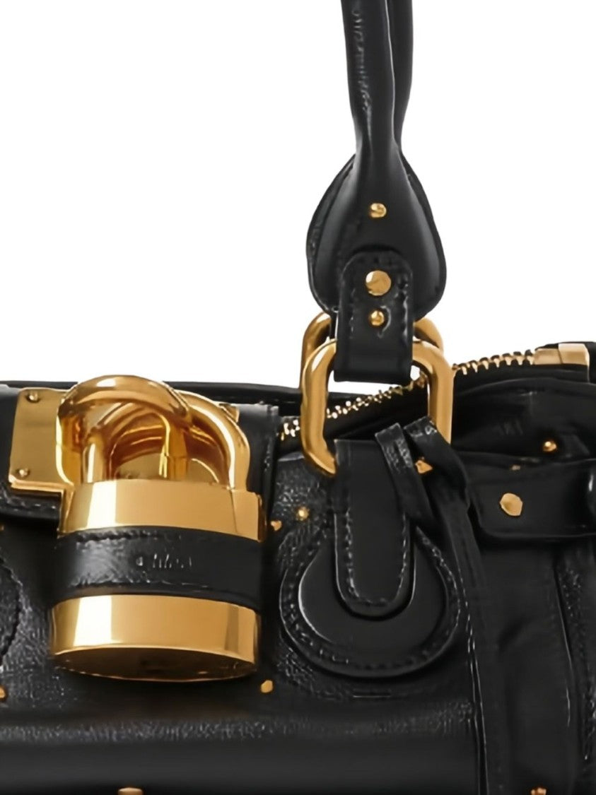 Chloé Rectangular Leather Handbag With Gold-Tone Padlock Detail