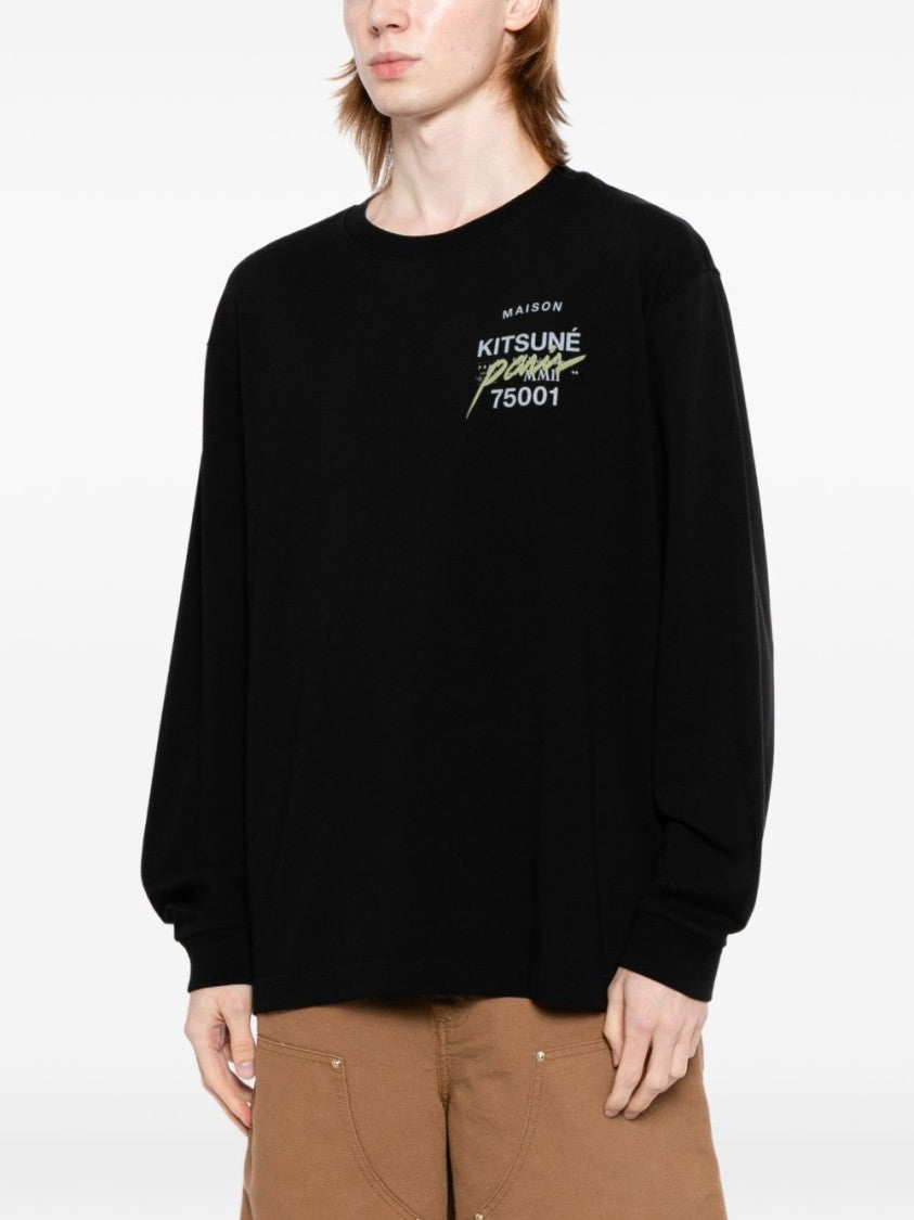 Maison Kitsuné Black Relaxed Graphic Print Long-Sleeve Sweatshirt