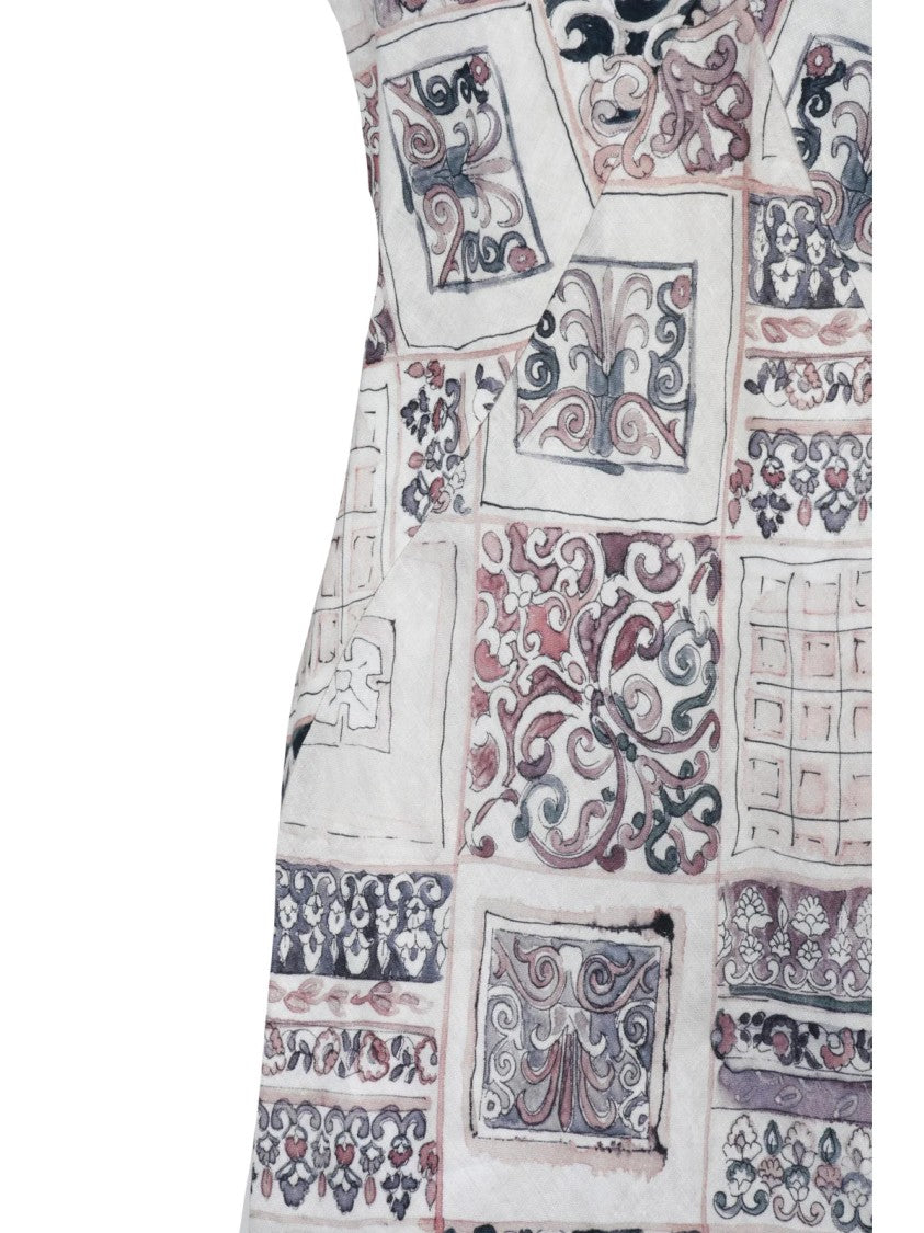 Eleventy Blue Pink Long Linen Dress