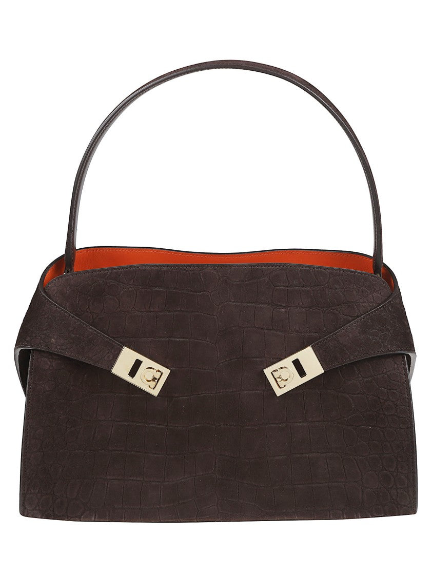 Ferragamo Structured Handbag In Premium Textured Leather
