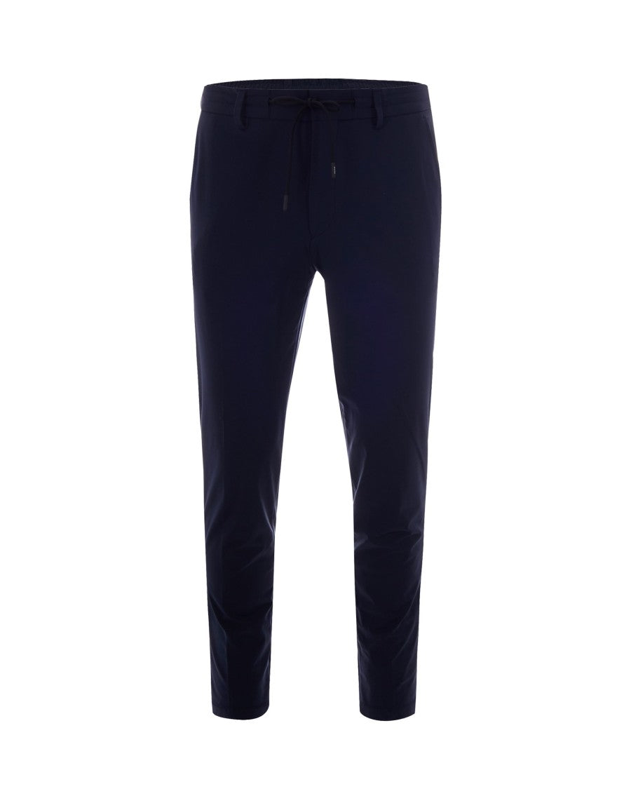 Boss Reversible Drawstring Slim-Fit Trousers In Dark Blue Jersey