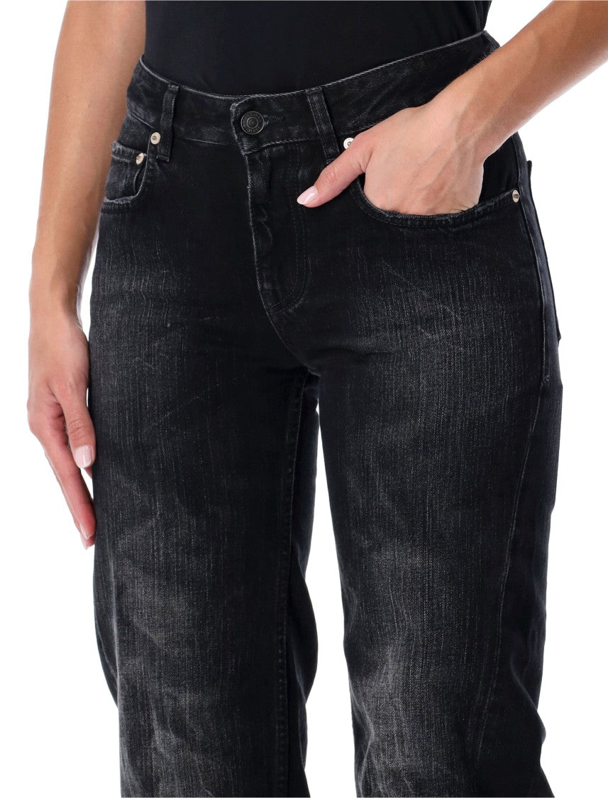 Balenciaga Wide-Leg Washed Black Denim Jeans