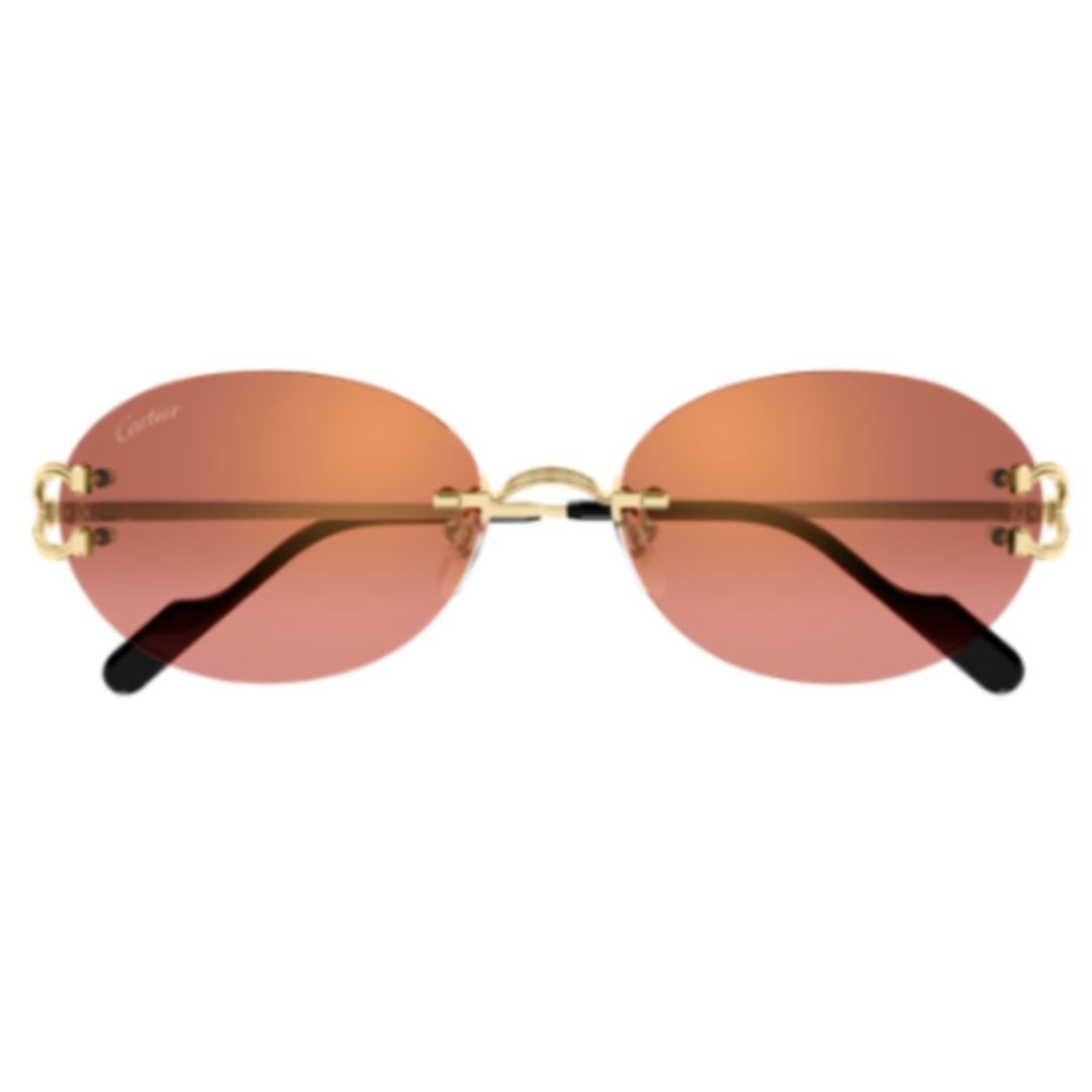 Cartier Oval Rimless Sunglasses With Gold Temples