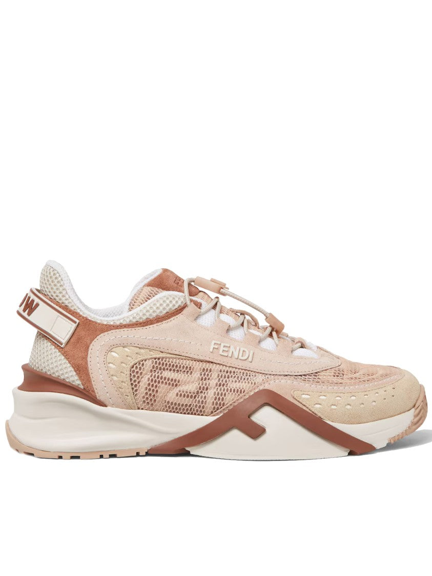 Fendi Flow Low-Profile Mesh Suede Toggle Sneakers