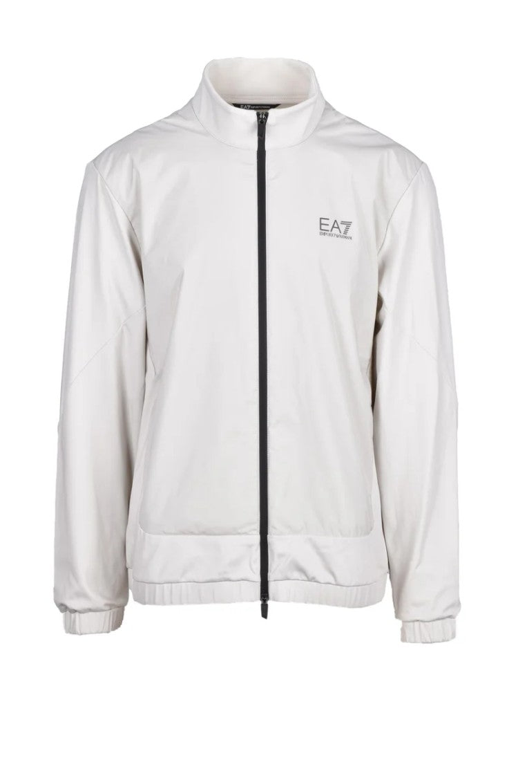 Ea7 Emporio Armani Light Grey Polyamide Elastane Men's Zip Sweatshirt
