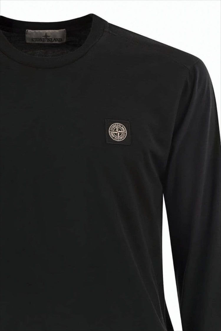 Stone Island Minimalist Black Long-Sleeve T-Shirt With Subtle Emblem