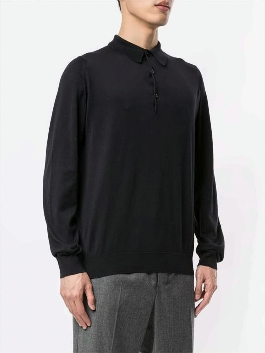 John Smedley Fine Cotton Long-Sleeve Polo Shirt With Classic Collar