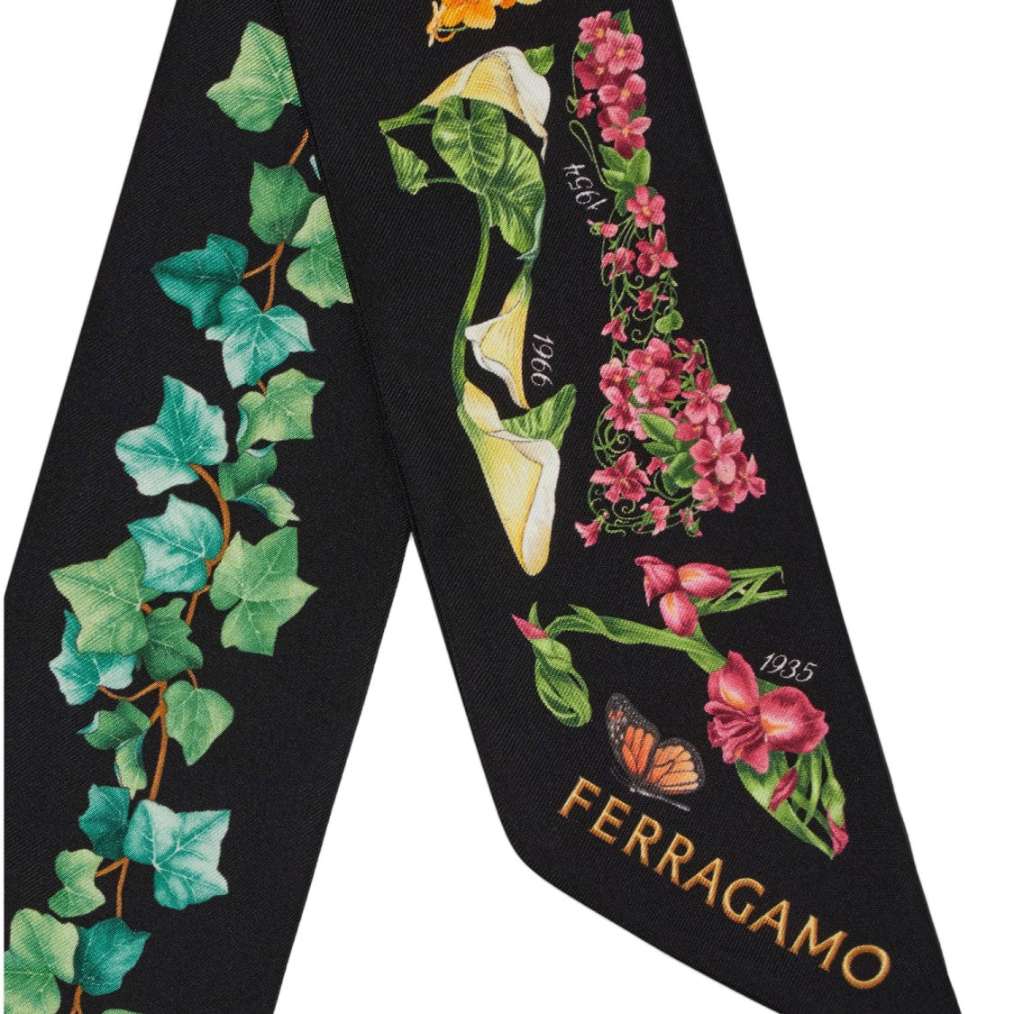 Salvatore Ferragamo Black Eden Print Silk Bandeau