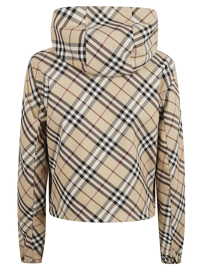 Burberry Cropped Plaid Coat With Hood