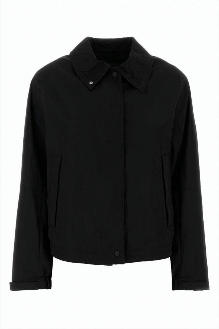 Herno Cropped Black Jacket With Classic Collar