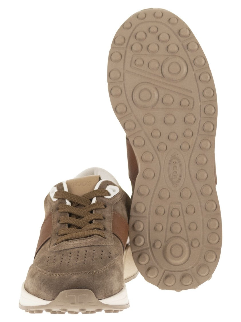 Tod's Suede Upper Sneakers With Smooth Leather Inserts