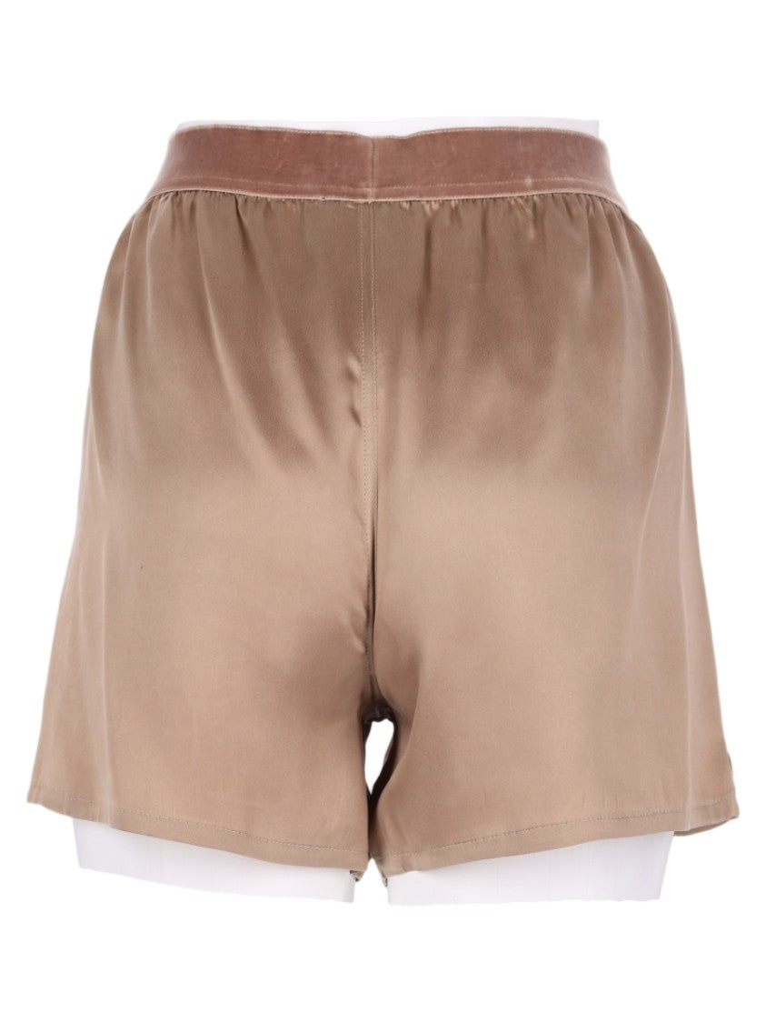 Tom Ford Silk Beige Gathered Waistband Shorts