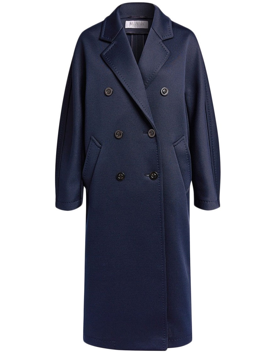 Max Mara Double-Breasted Blue Coat With Classic Lapel