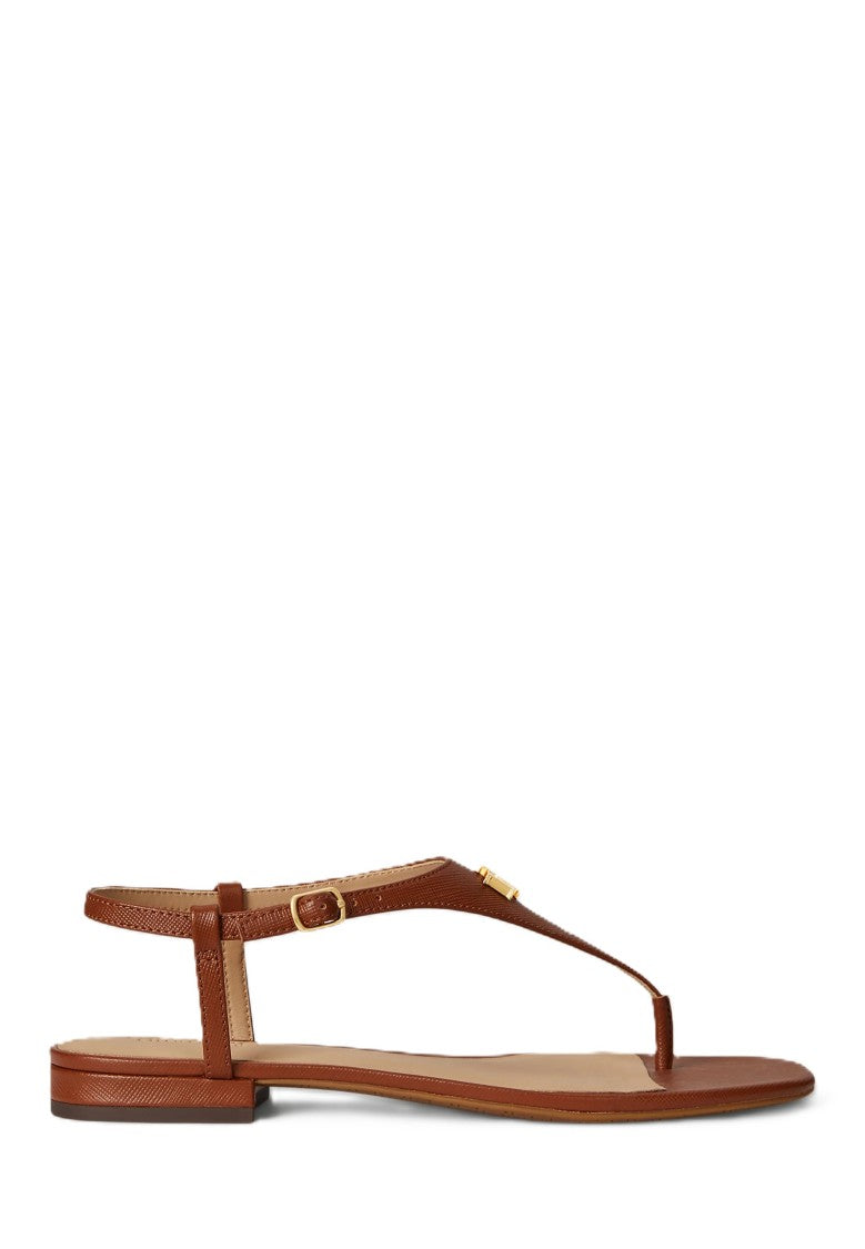 Lauren Ralph Lauren Brown Flat Leather Sandals