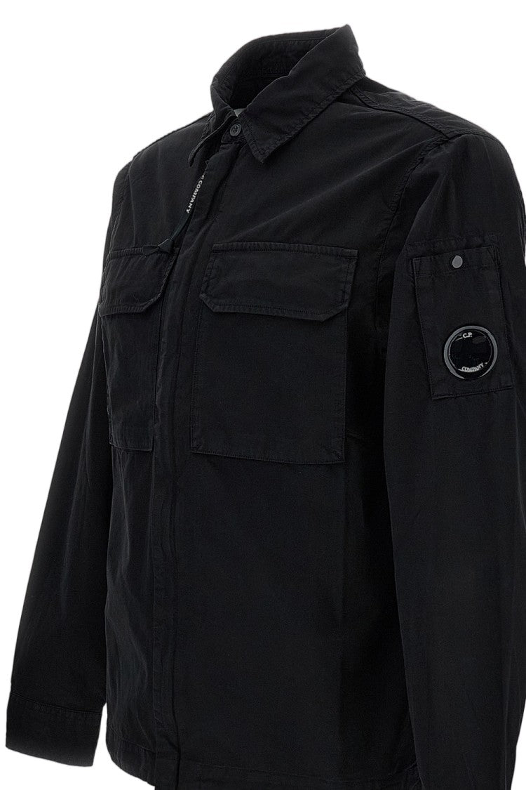 C.P. Company Oversized Organic Gabardine Zip-Up Shirt With Iconic Features