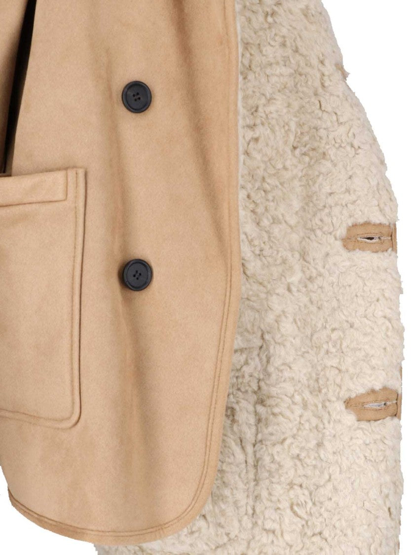 Low Classic Beige Reversible Asymmetric Faux Fur Eco-Leather Jacket