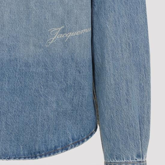 Jacquemus Denim Long-Sleeve Shirt With Embroidered Logo