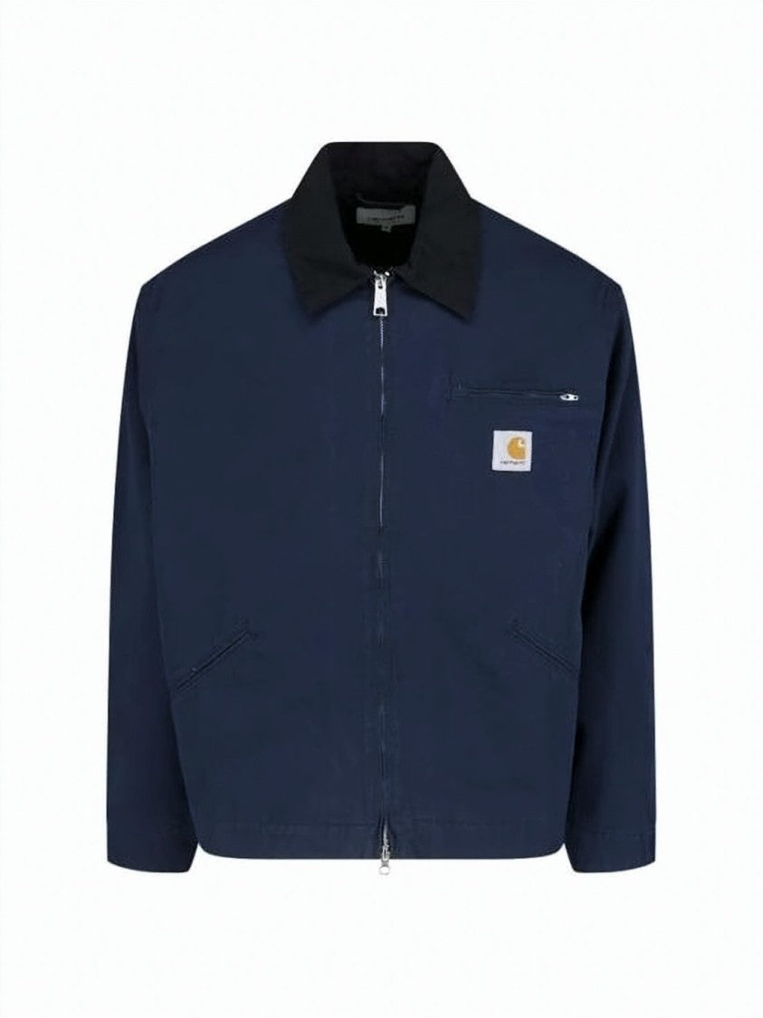 Carhartt Wip Cropped Boxy Blue Jacket With Contrasting Collar