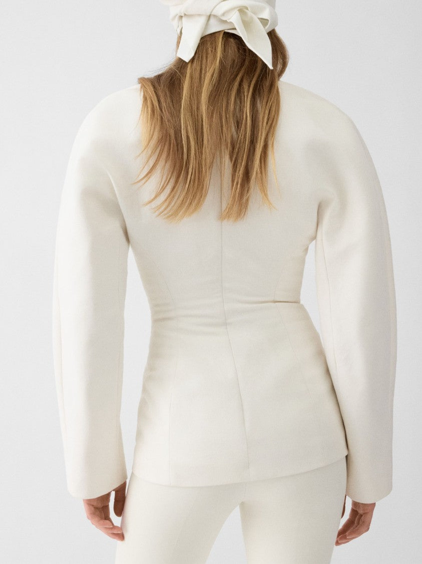 Jacquemus White Hidden Button Fastening Wool Jacket