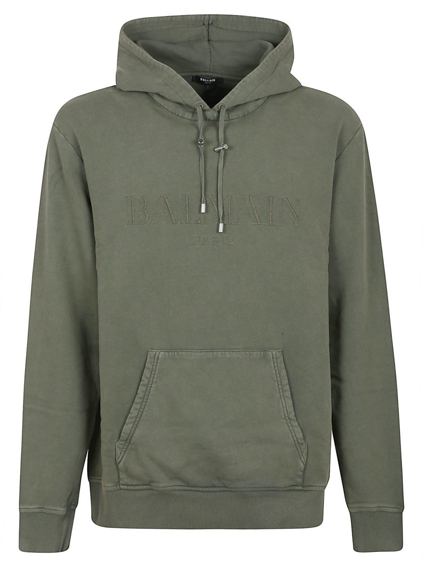 Balmain Pigment-Dyed Hooded Sweatshirt With Ribbed Detailing
