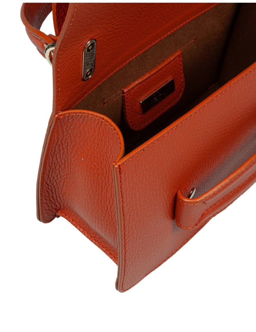 Visona ' Linda Papaya Color Leather Handbag