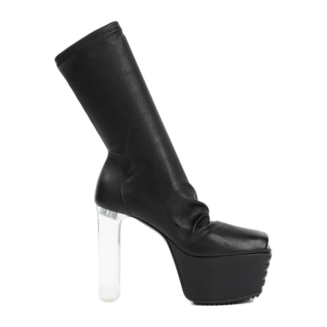 Rick Owens Black Lamb Leather Grill Stretch Peeptoe Boots