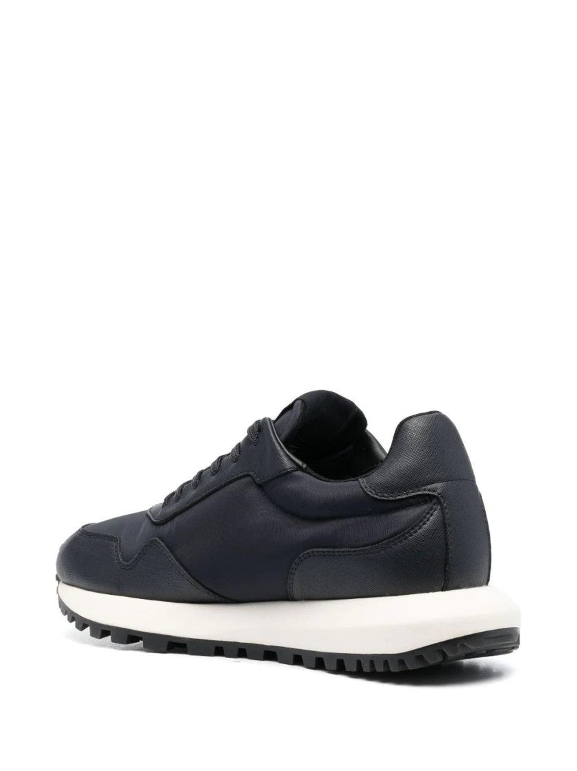 Emporio Armani Casual Blue Sneakers With Textured Sole