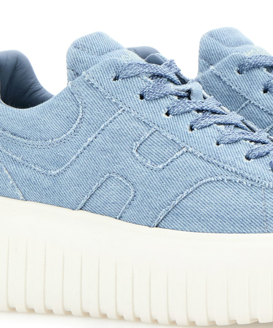 Hogan Textured Denim Platform Sneakers