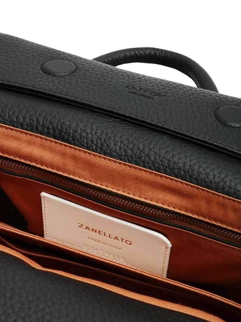 Zanellato Textured Leather Tote Bag With Silver-Tone Clasp