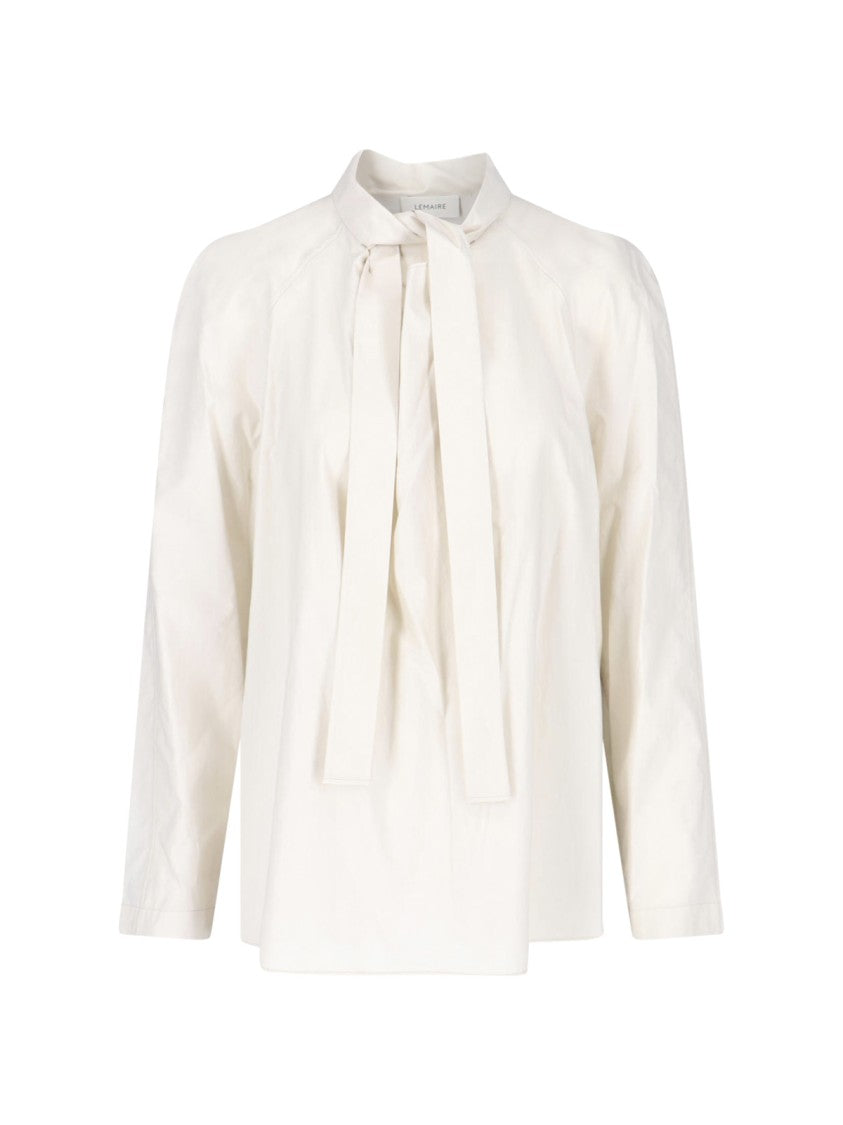 Lemaire Cream Lavallière Collar Cotton Silk Blouse