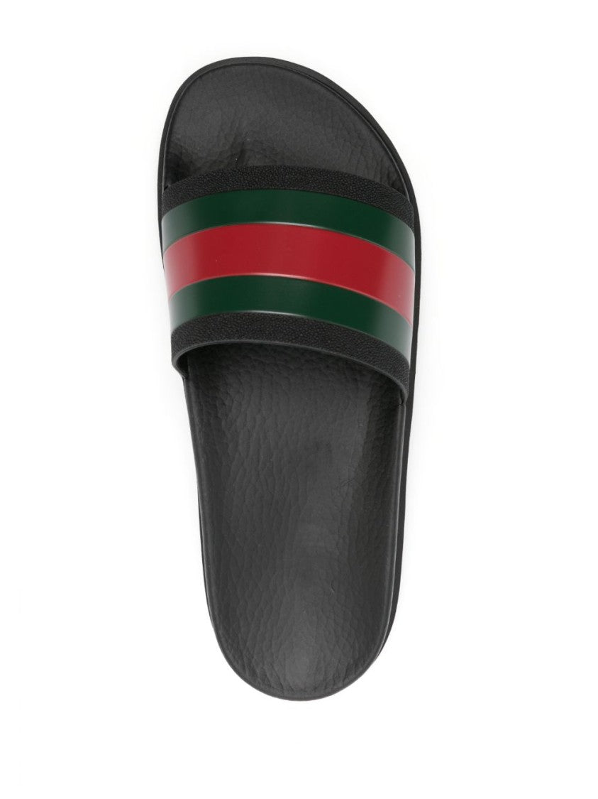 Gucci Slide Sandal With Green And Red Web Accents