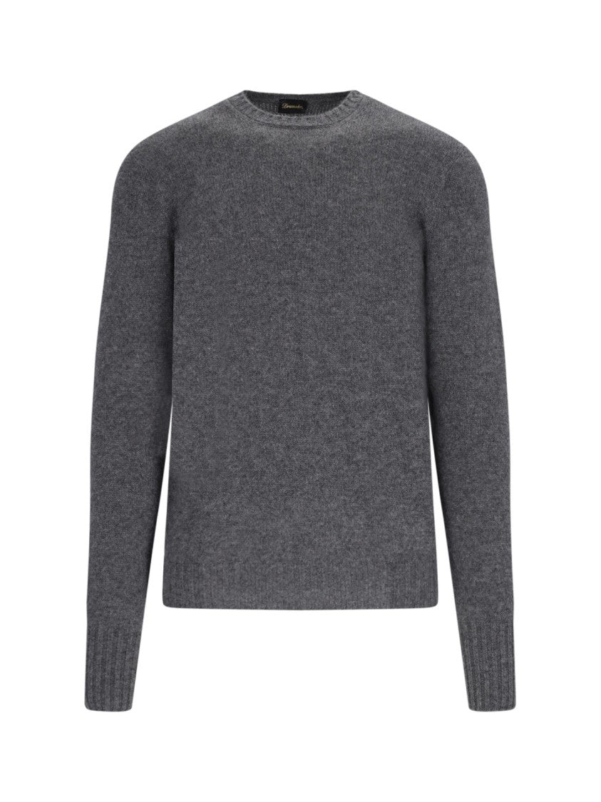 Drumohr Classic Sweater In Grey Cashmere Crew Neck