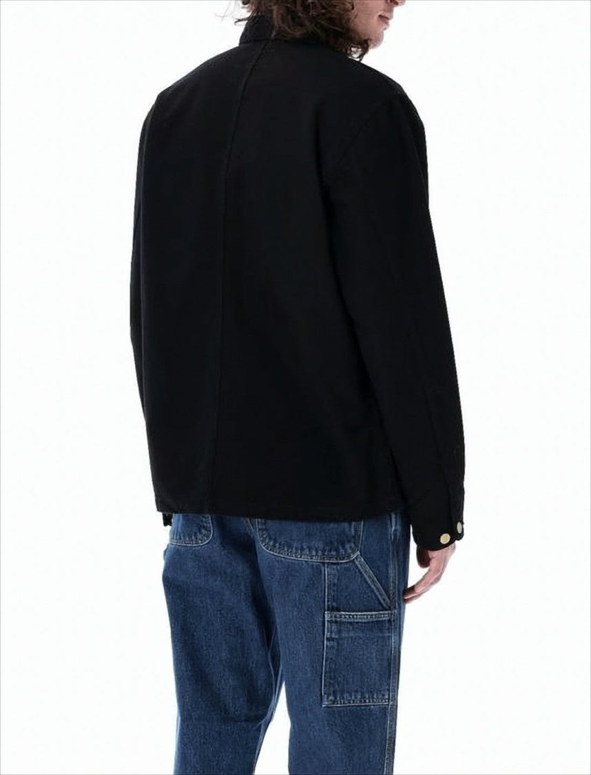 Carhartt Wip Black Cotton Jacket With Classic Collar