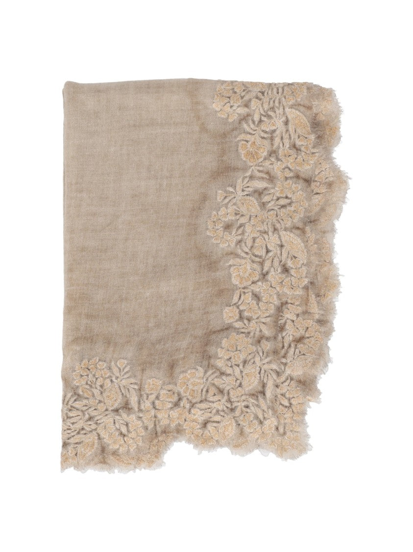 Faliero Sarti Rectangular Fiorenza Scarf With Floral Embroidery