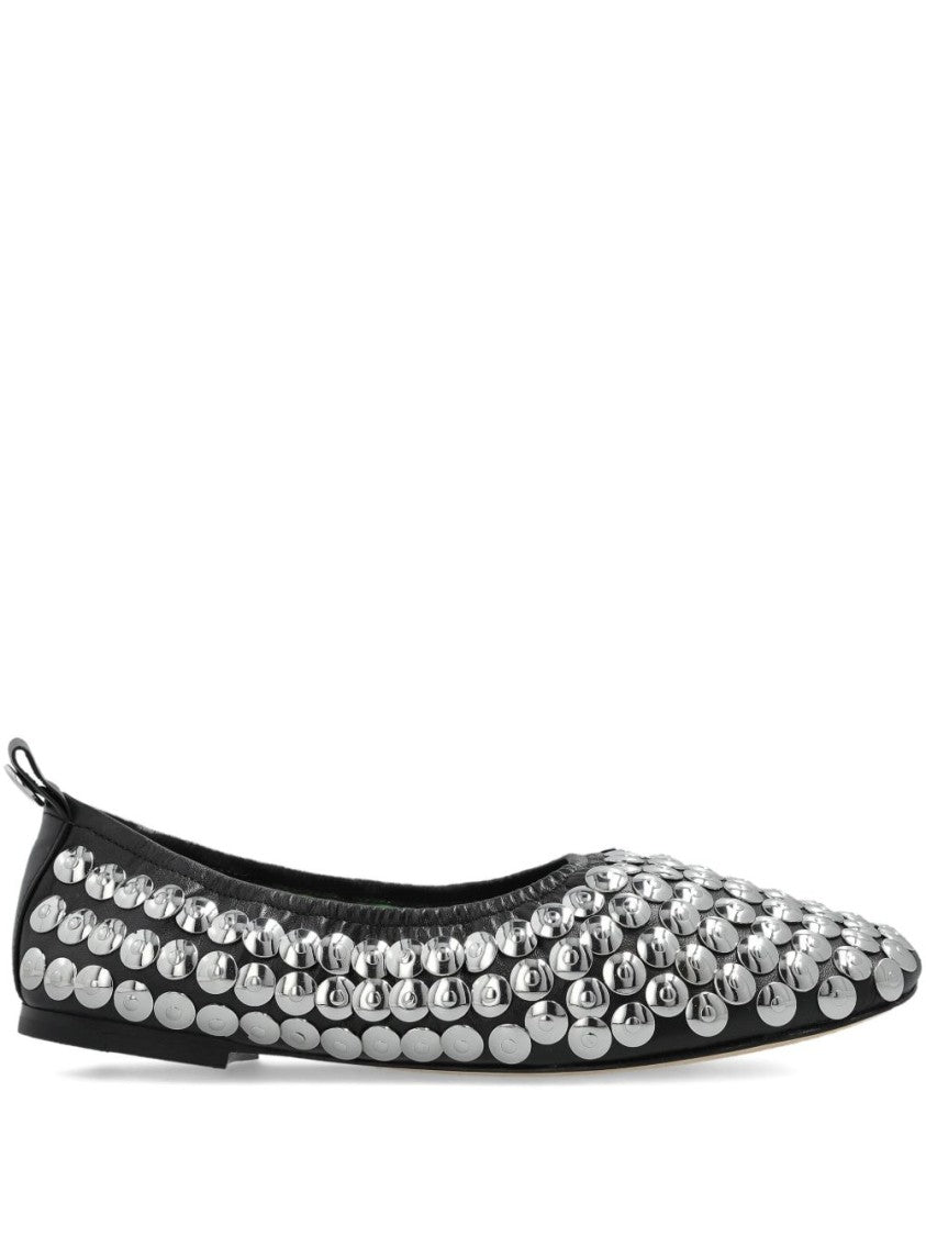 Tory Burch Round Toe Flat Shoes With Metallic Stud Accents