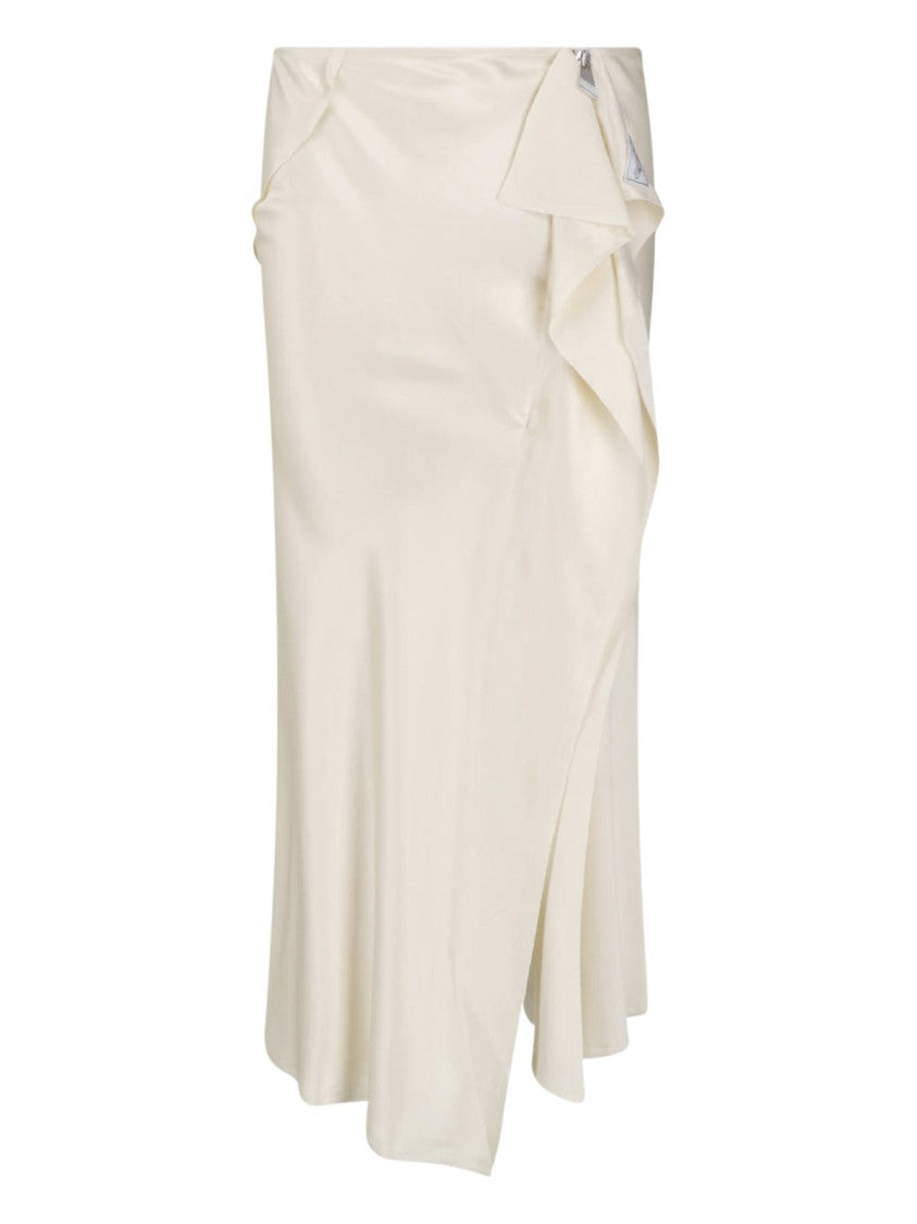 The Attico Cream Drape-Detail Zip-Side Viscose Midi Skirt