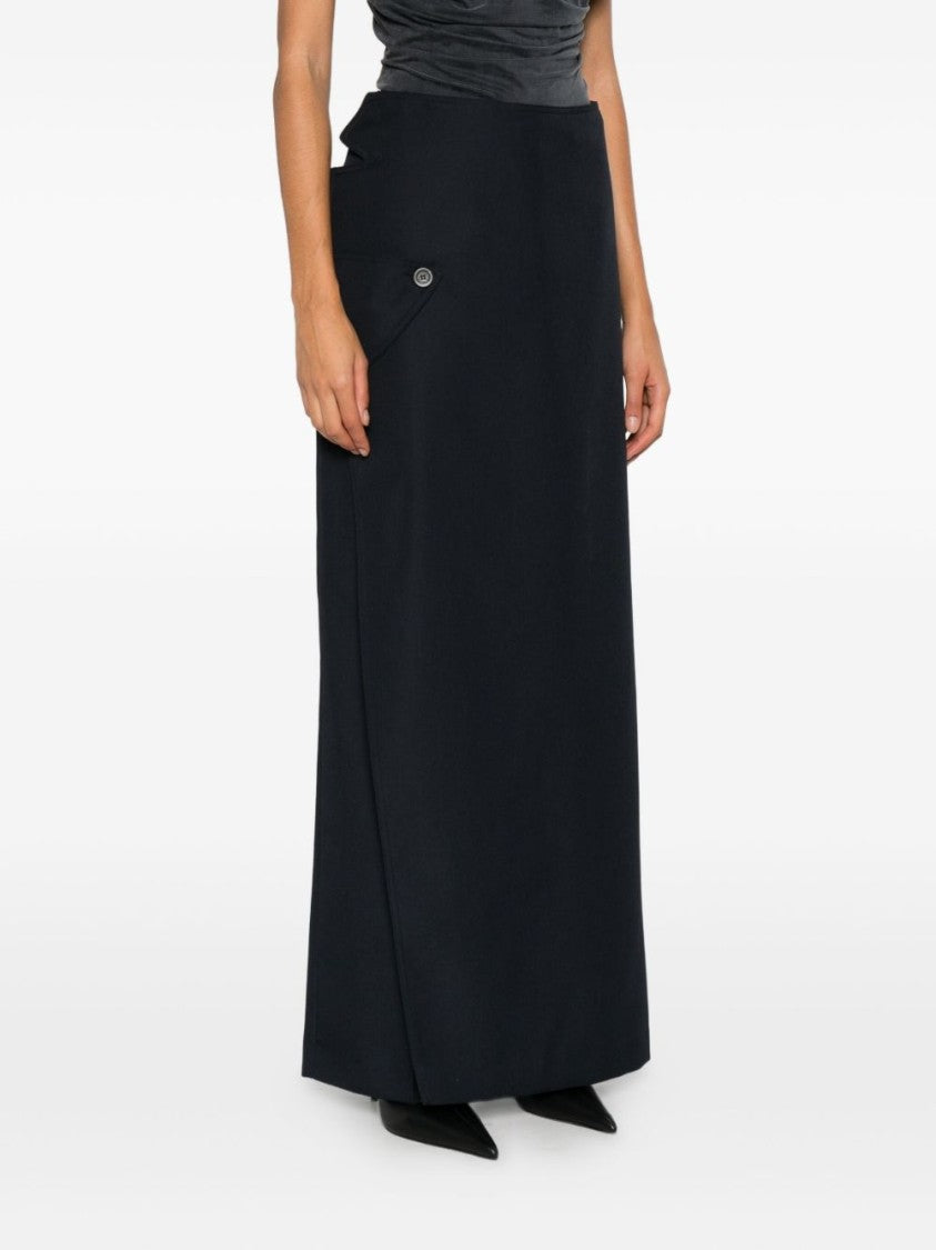 Jean Paul Gaultier Blue Wrap Design Cut-Out Skirt