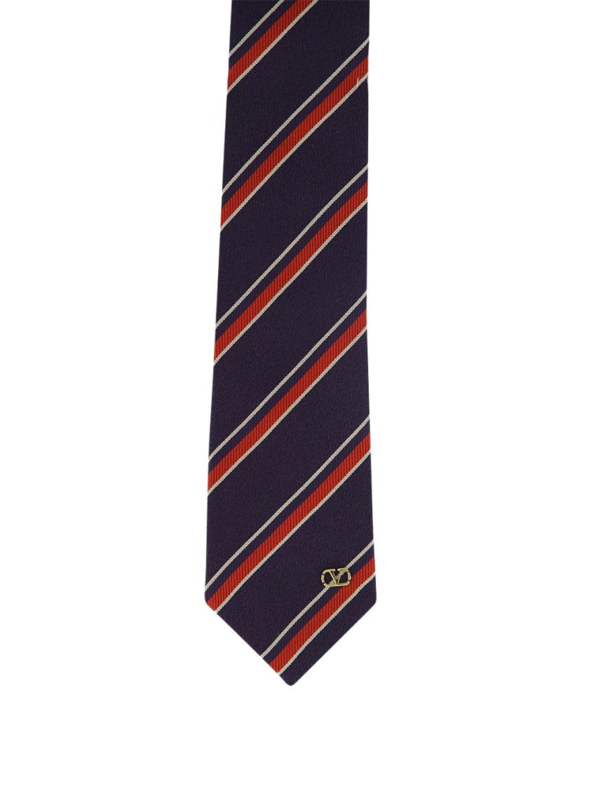 Valentino Garavani Multicolor Jacquard Regimental Silk Tie