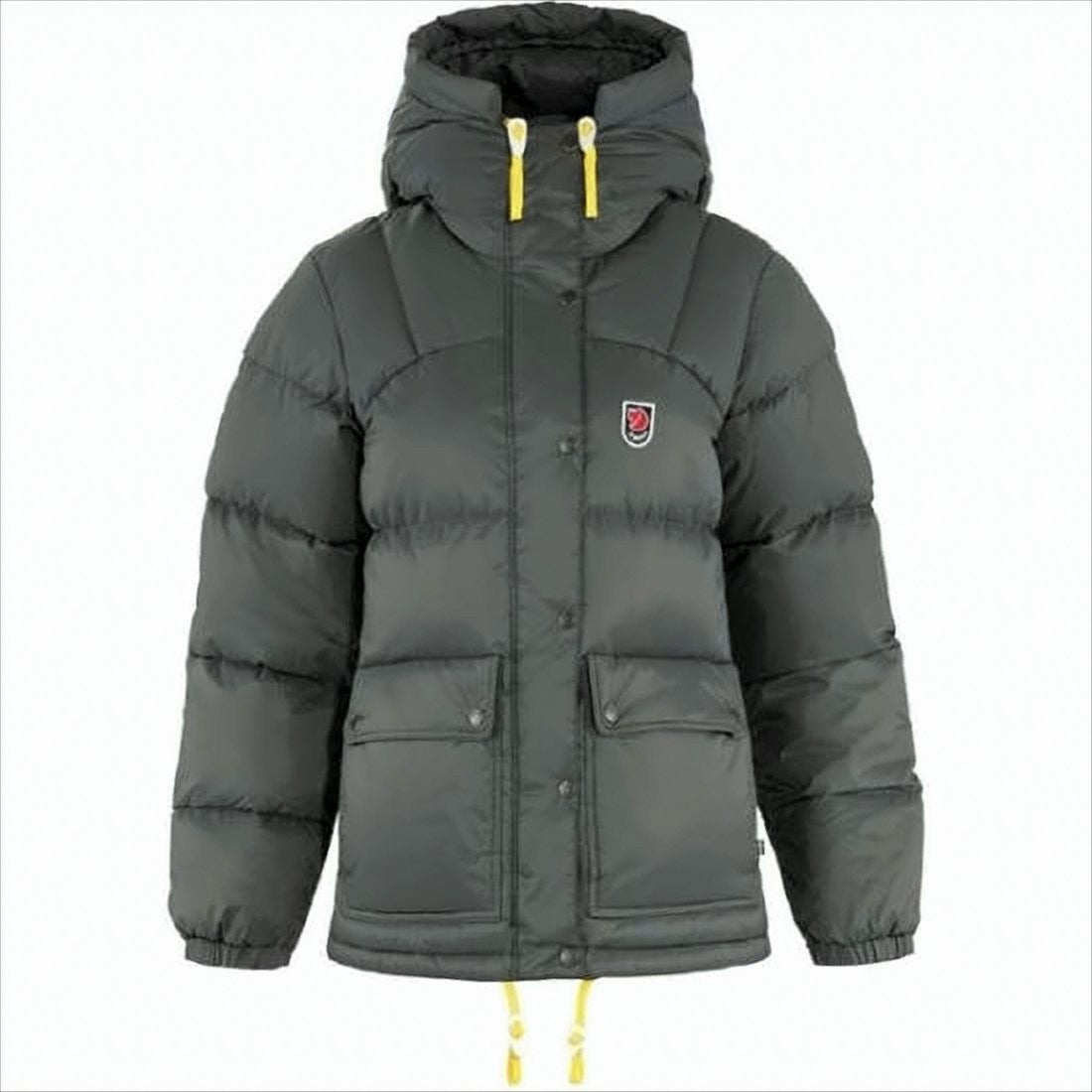 Fjallraven Kanken Quilted Grey Down Coat With Adjustable Hood