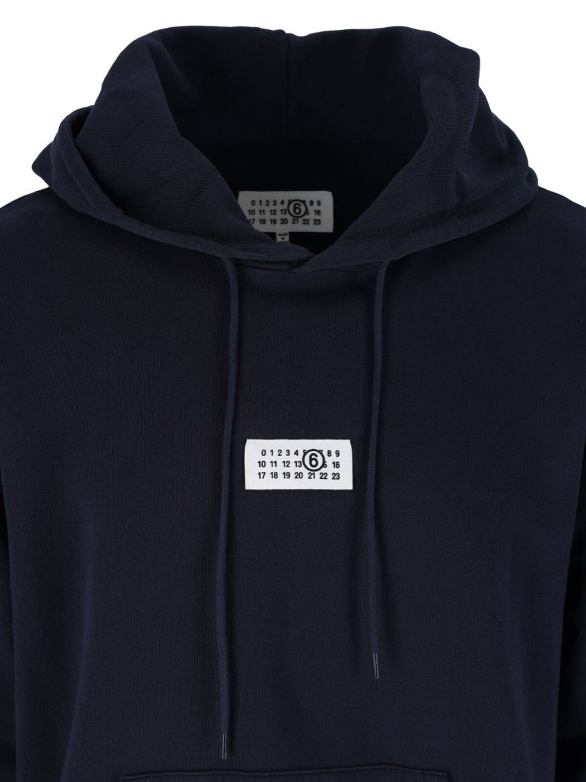 Mm6 By Maison Margiela Navy Cotton Numeric Hoodie