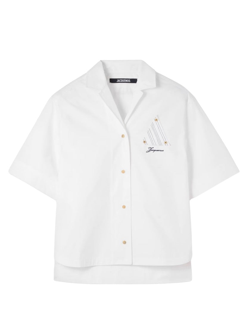 Jacquemus White Oversized Camp Collar Cotton Shirt